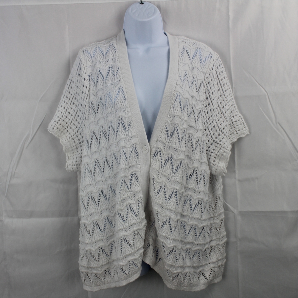Basic Editions Knitted Cardigan - White - 3X